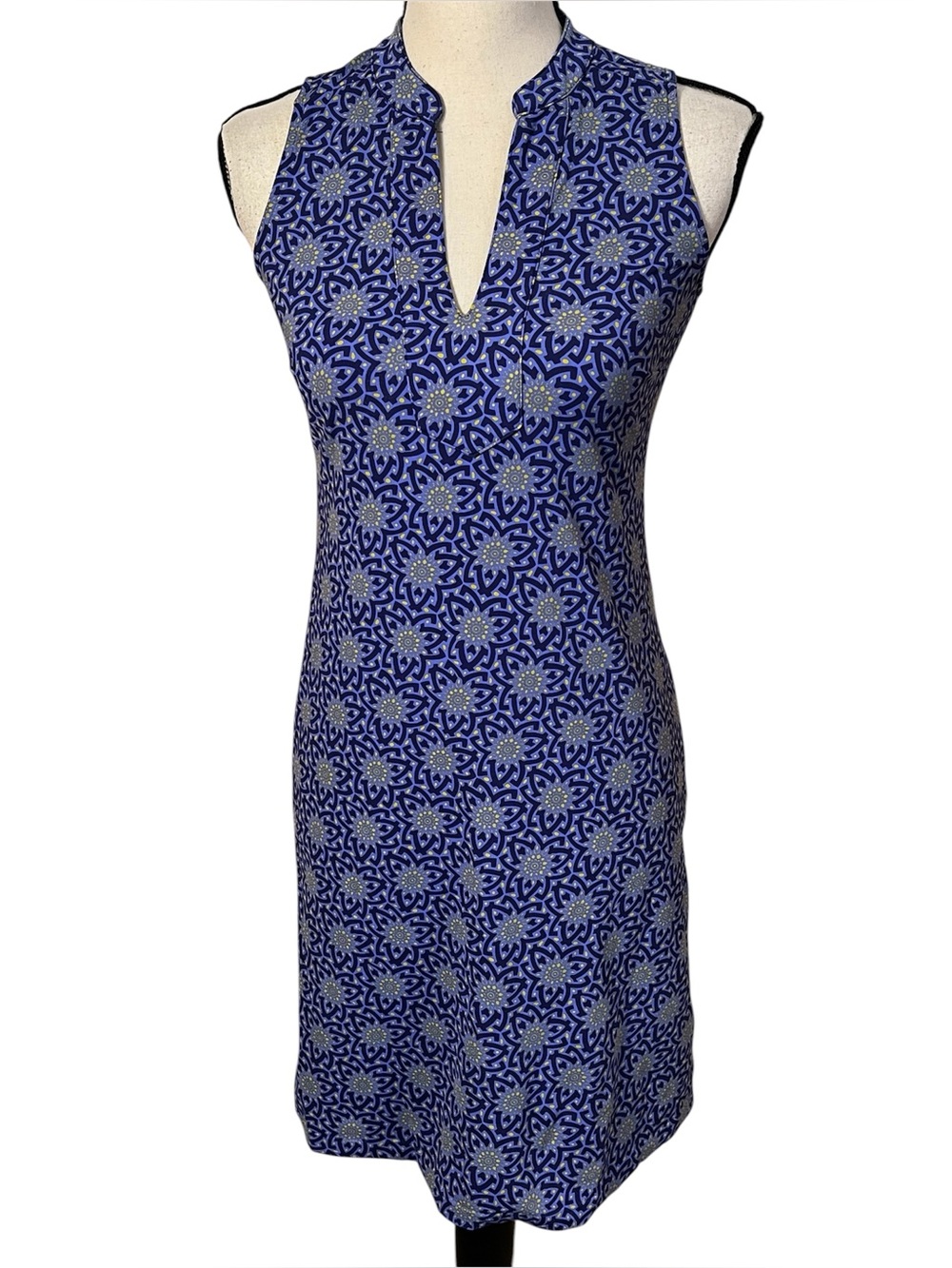 Ellie Kai Sleeveless Blue Geometric Sunburst Print Dress Sz-00